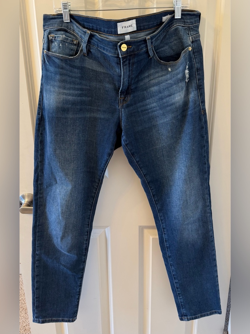 FRAME Le Garçon Straight Leg Boyfriend Jeans, Classic Blue, Size 31